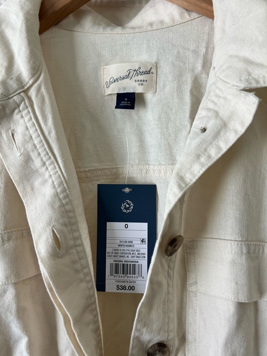 NWT Universal Thread Linen Jumpsuit Wide Leg Cargo Pockets Belted Cream White 0 - Picture 7 of 9